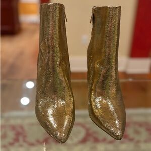 Sam Edelman Metallic Gold Pointed Toe Ankle Boots